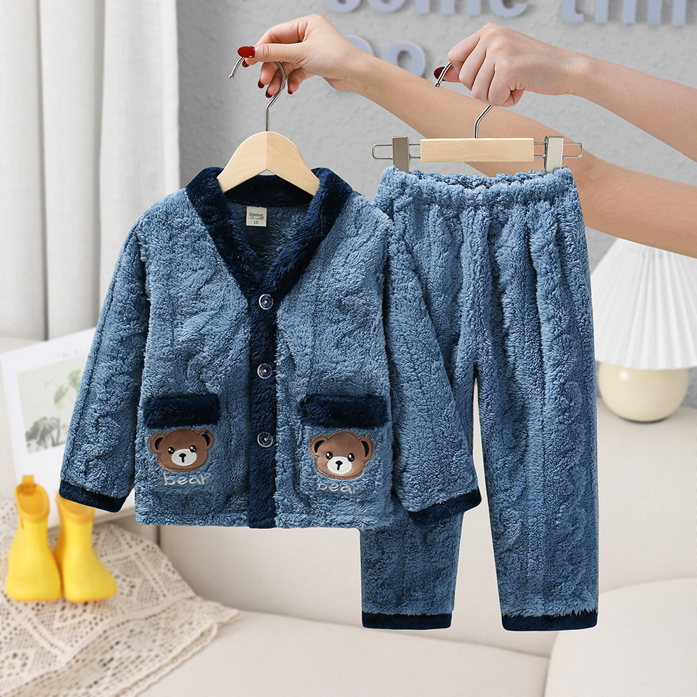 儿童法兰绒睡衣秋冬季男童珊瑚绒韩版加厚保暖宝宝男孩家居服套装,童装/婴儿装/亲子装,家居服套装,淘宝优惠券,粉丝福利购,淘宝优惠卷