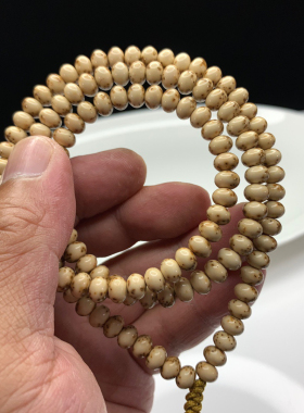 一步到位 虎皮油油籽7×5苹果金红超级大留白海南星月菩提108手串