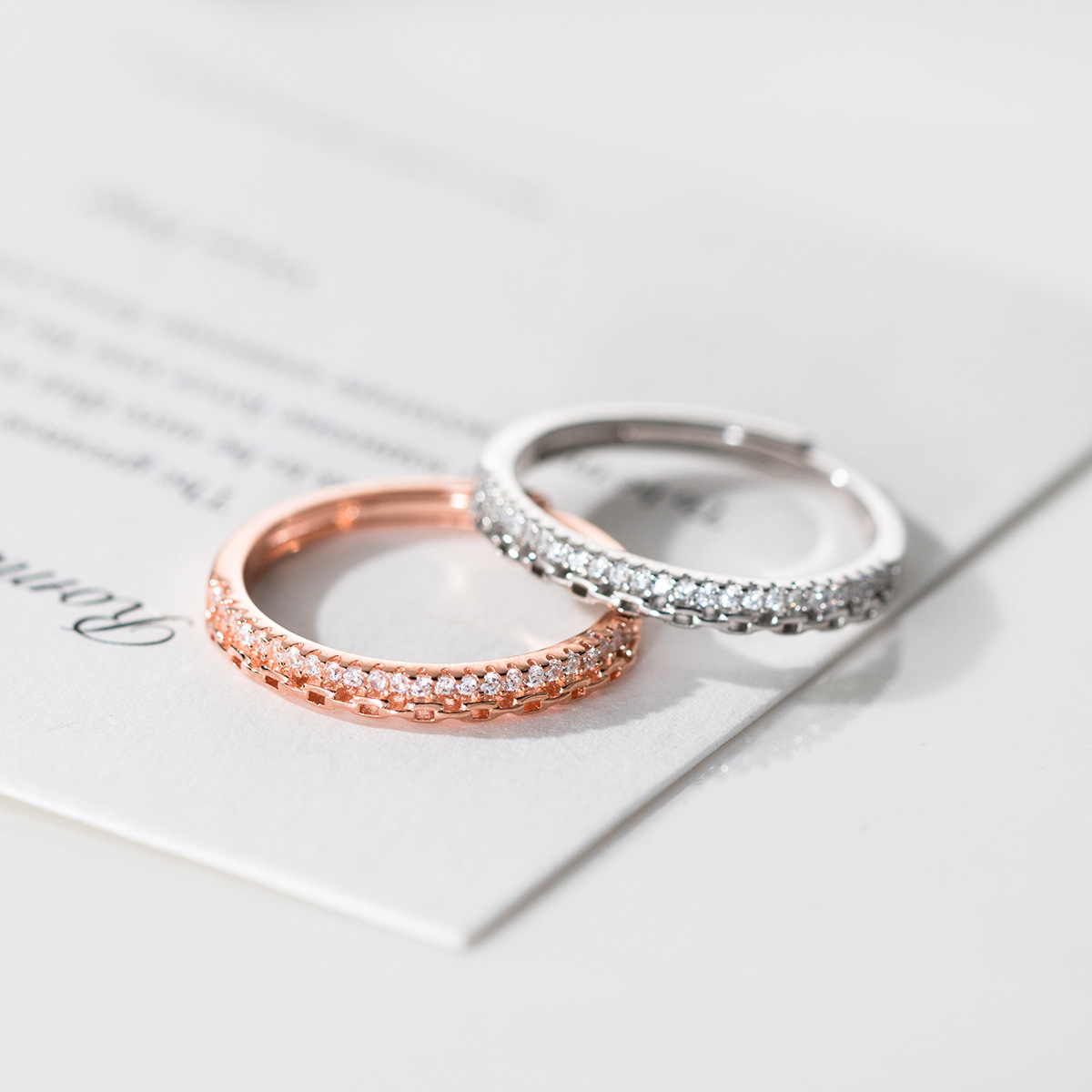 0727日韩新款素圈轻奢排钻戒指ins网红冷淡风可叠带简约百搭指环