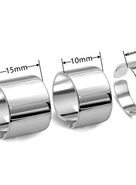 日韩版港风光面戒指女简约个性ins设计6-10-15mm宽面开口指环饰品