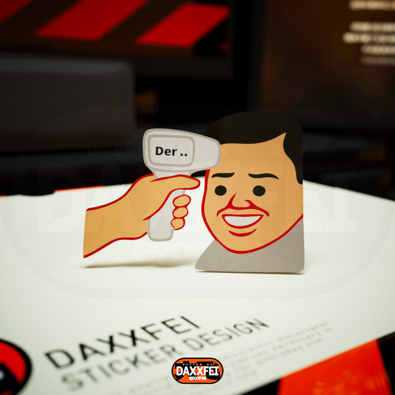 大飞车贴  个性卡通搞笑测温呆表情 抗击疫情表情包机车防水贴纸