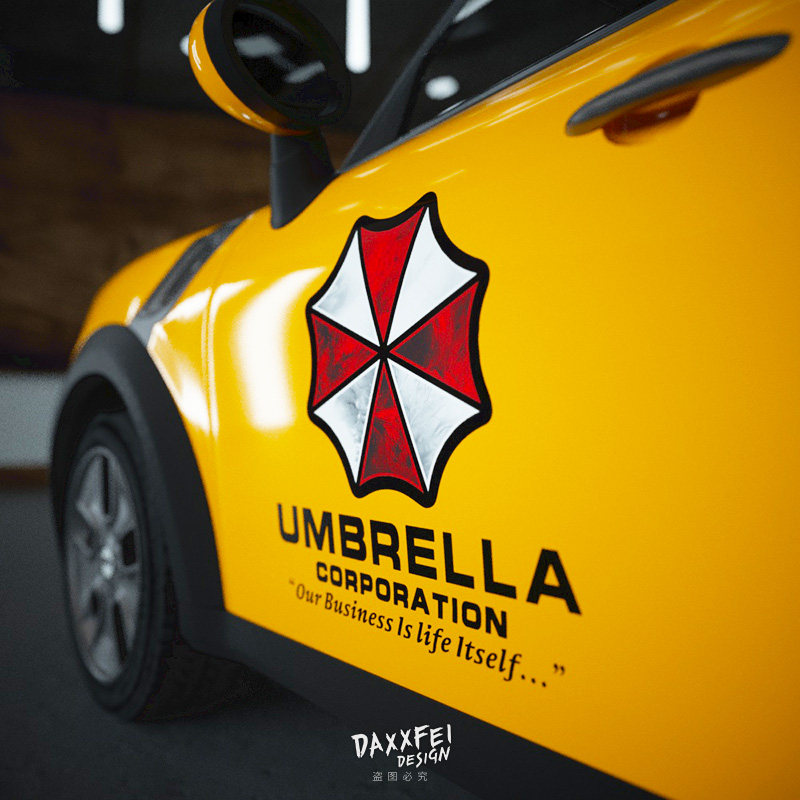 大飞车贴 网红生化危机umbrella保护伞公司汽车车门车身装饰贴纸