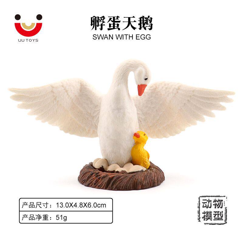 天鹅模型仿真动物实心家禽类玩具天鹅白天鹅孵蛋儿童认知手摆件