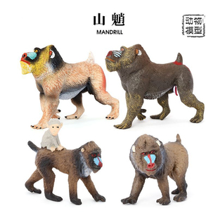 山魈狒狒模型玩具仿真非洲动物猴子猩猩 实心摆件儿童早教玩具