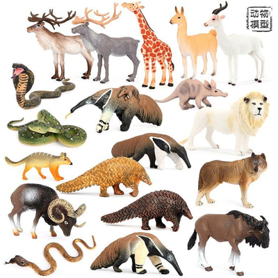 21动物模型玩具驯鹿角马穿山甲食蚁兽土豚山羊蛇儿童玩具仿真摆件