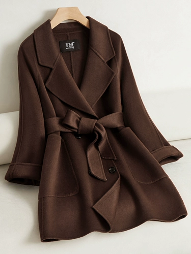 Цветное двусторонное кашемировое длинное шерстяное пальто, средней длины, подходит для подростков