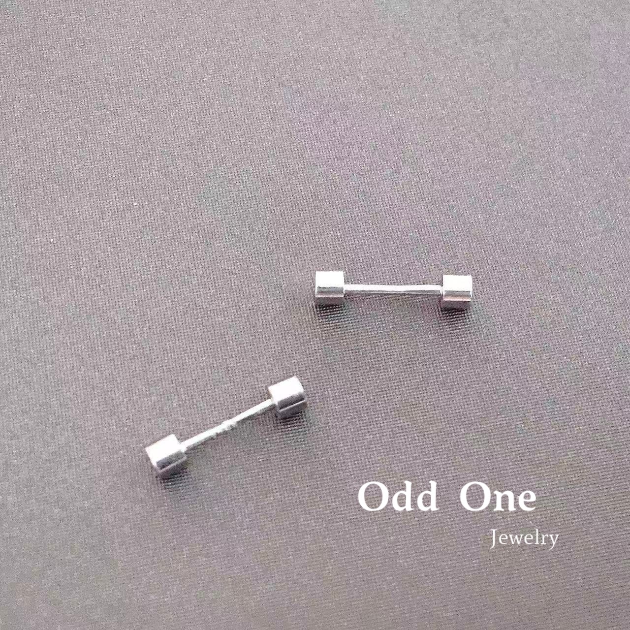 Odd One 925银简约个性小哑铃螺丝扣耳钉耳饰