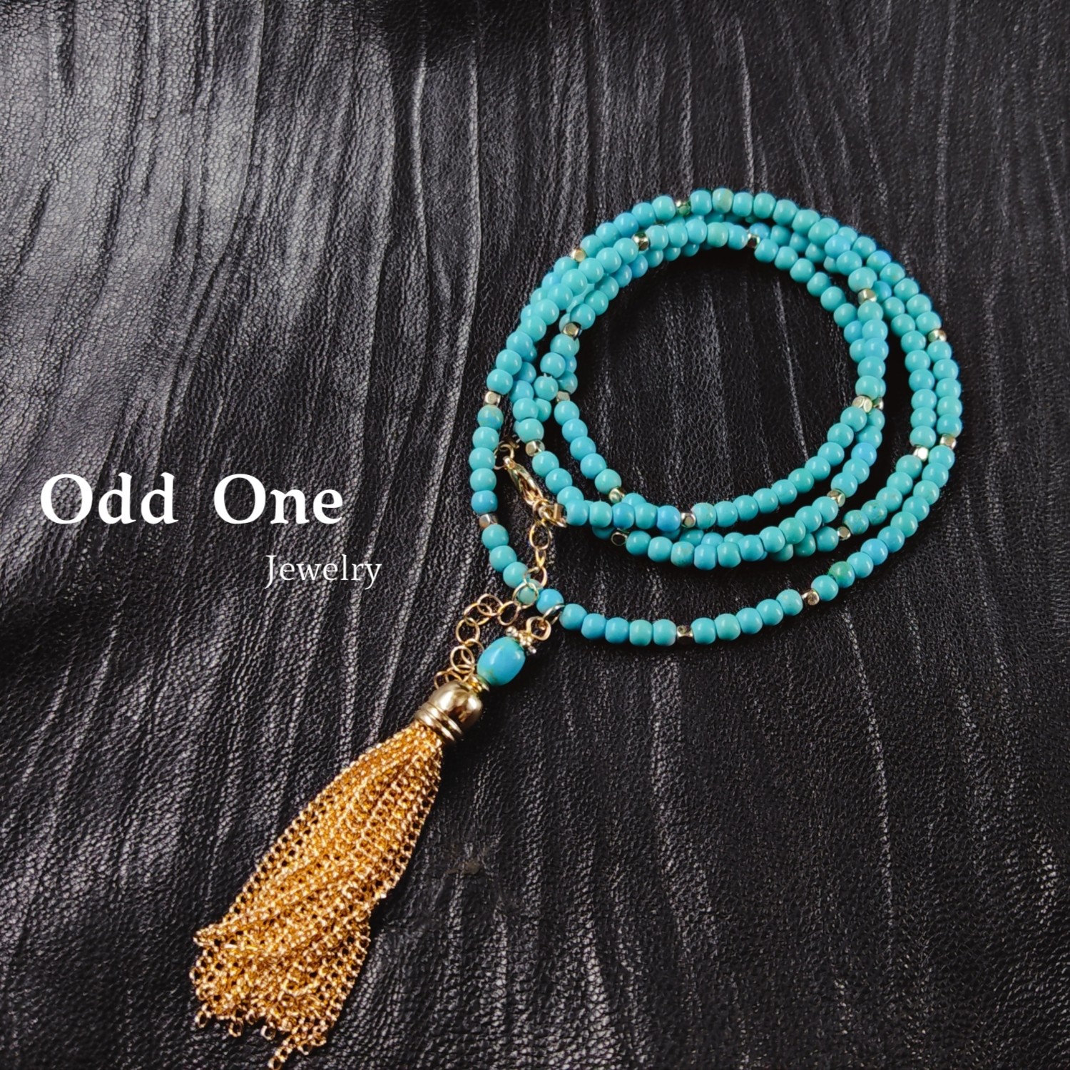 Odd One 金属链条流苏仿松石串珠民族风长项链