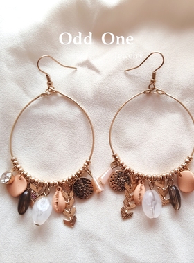 Odd One 金色海洋元素流苏吊坠度假风大圈耳环耳饰