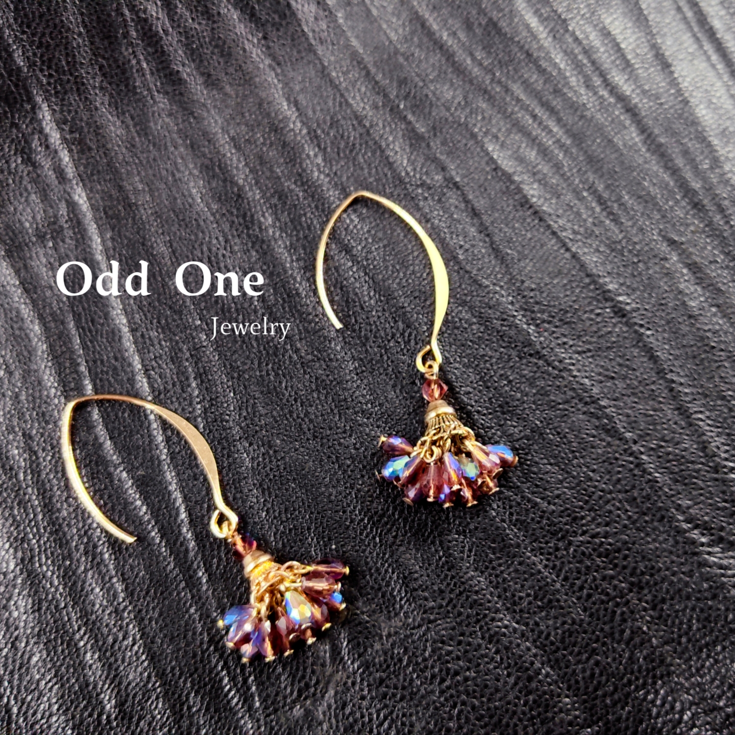 Odd One 紫色系幻彩水晶串珠流苏民族风个性耳饰耳环