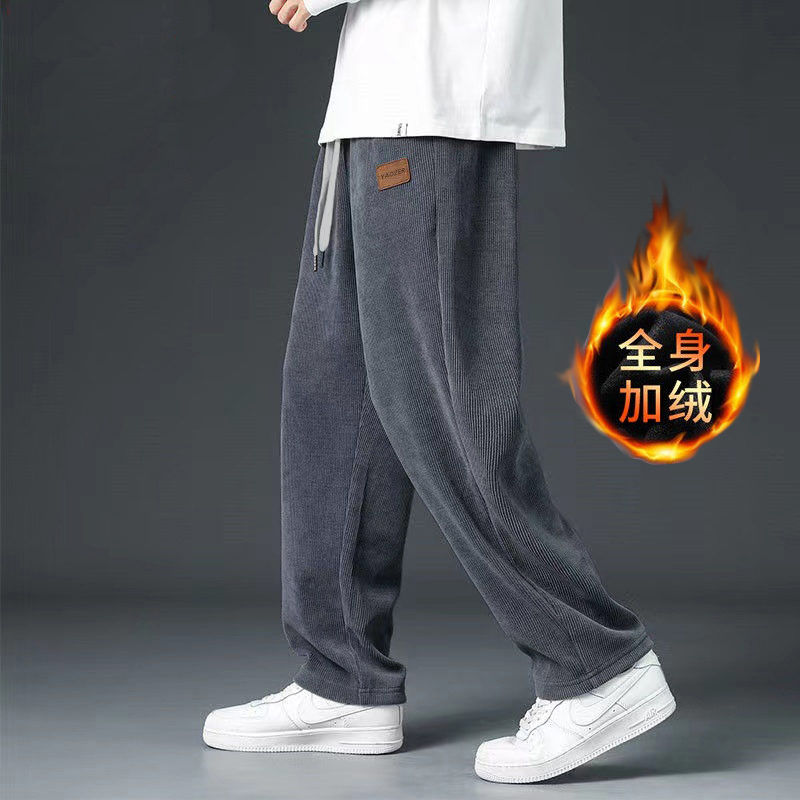 直筒灯芯绒裤子男士春秋2025新款男装潮牌大码宽松百搭休闲长裤男