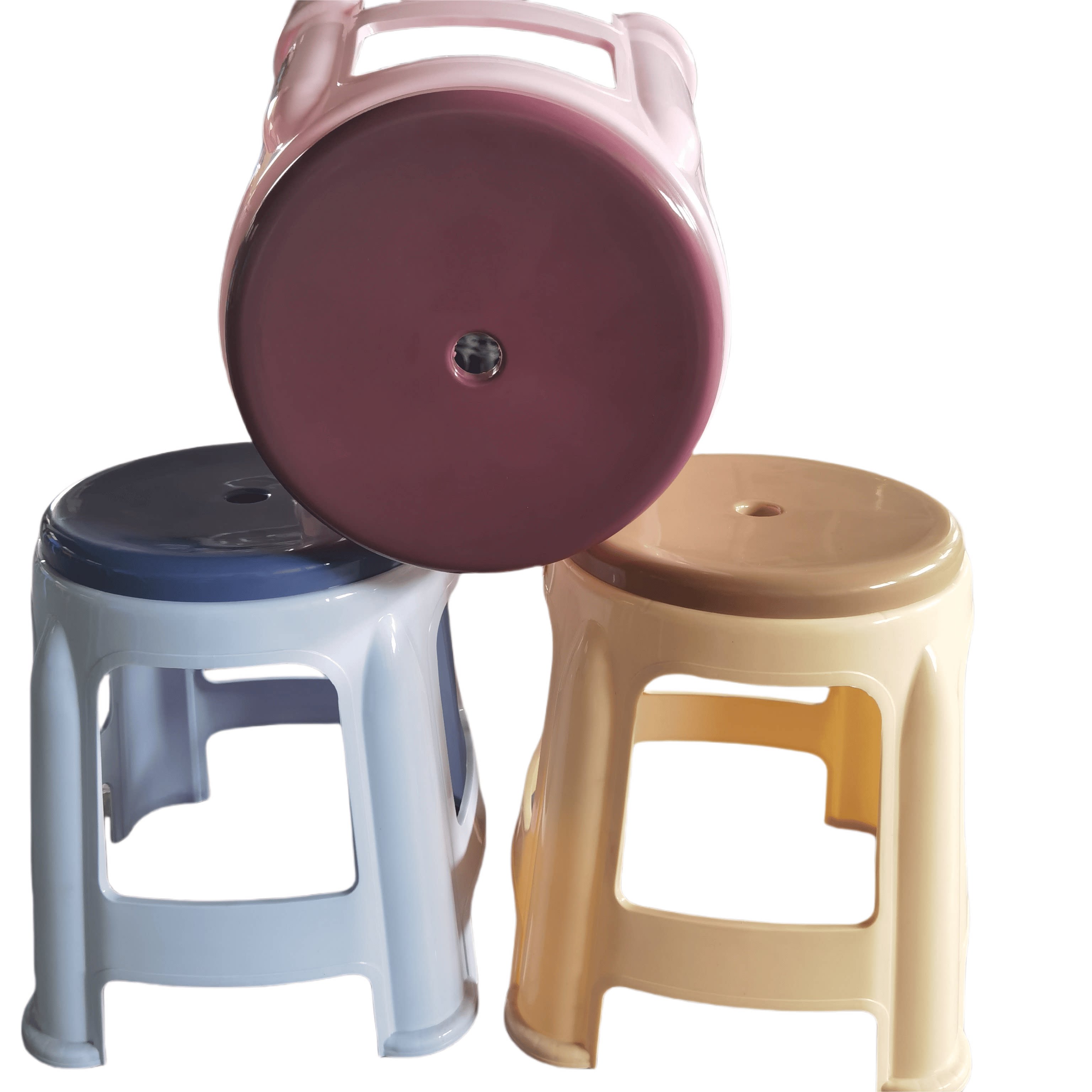 可叠放家用塑料凳子加厚商用胶凳子登孑圆凳子高櫈子板方独凳椅子