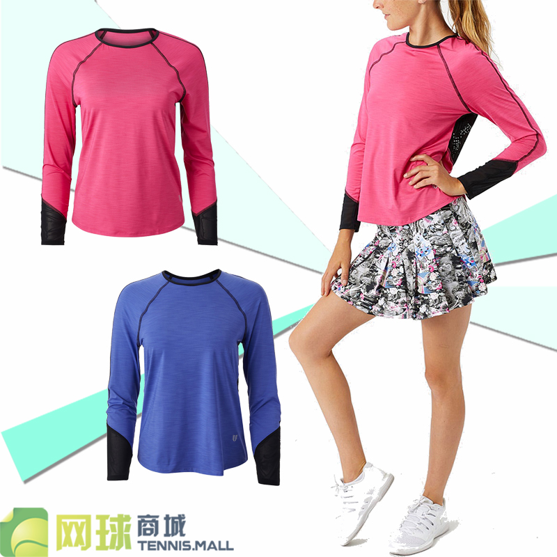 欧美版现货EleVen女子网球服裙长袖圆领上衣镂空短裙运动套装X