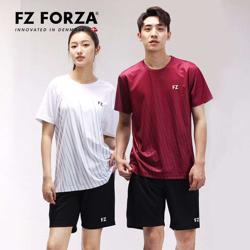 正品FZFORZA羽毛球服比赛训练中性款短袖针织运动T恤 FZ_T-50061