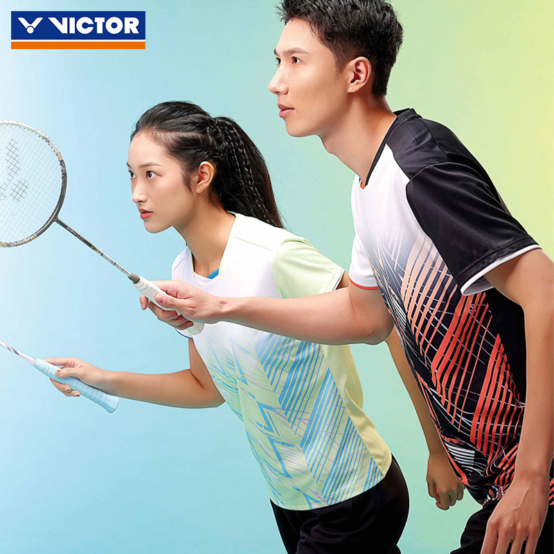 威克多VICTOR胜利羽毛球服中性款针织运动短袖T恤T-40008+T-41008