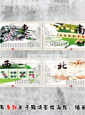 棋牌室麻将馆东南西北厢房贴画