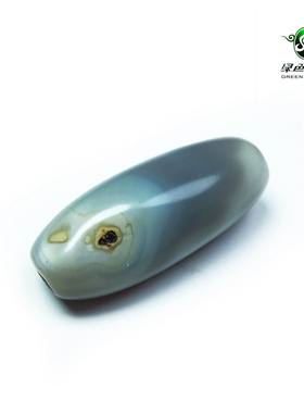 实物拍照wp311 不还价 西藏清代青灰色老玛瑙配珠 勒子配件