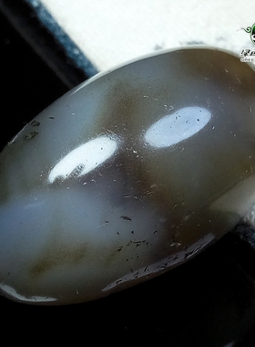 实物拍照wp1432 不还价 清代大粒西藏青灰色老玛瑙橄榄散珠