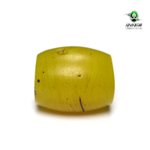 实物拍照gz2152-不还价 芒果黄西藏清代官造绞胎老琉璃配珠DIY