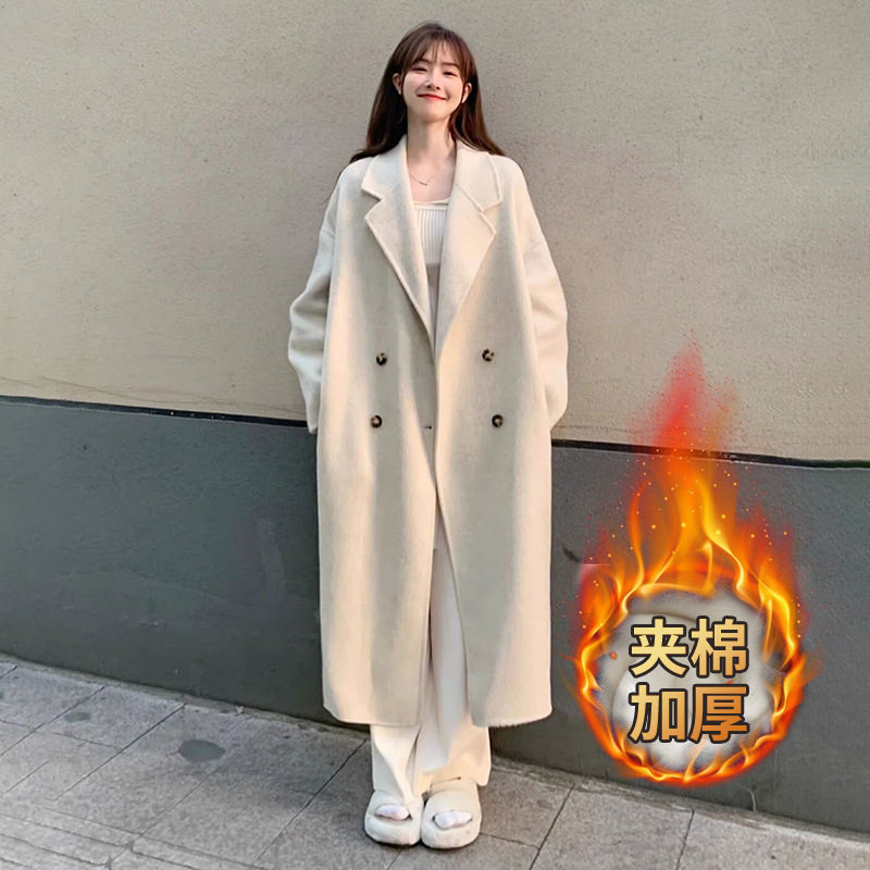 毛呢外套大衣女小个子2025新款秋冬季高级感韩系赫本风厚杏色外衣