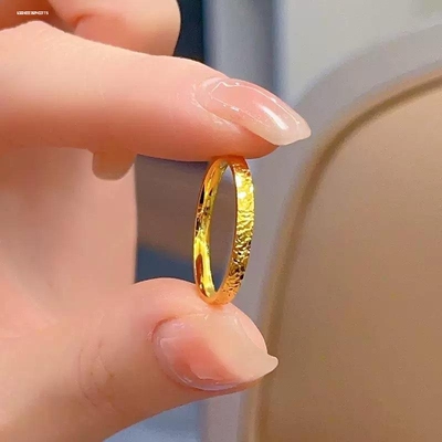 满天星碎碎冰戒指女仿真碎碎金戒镀24k金窄版爆闪对戒细款指环