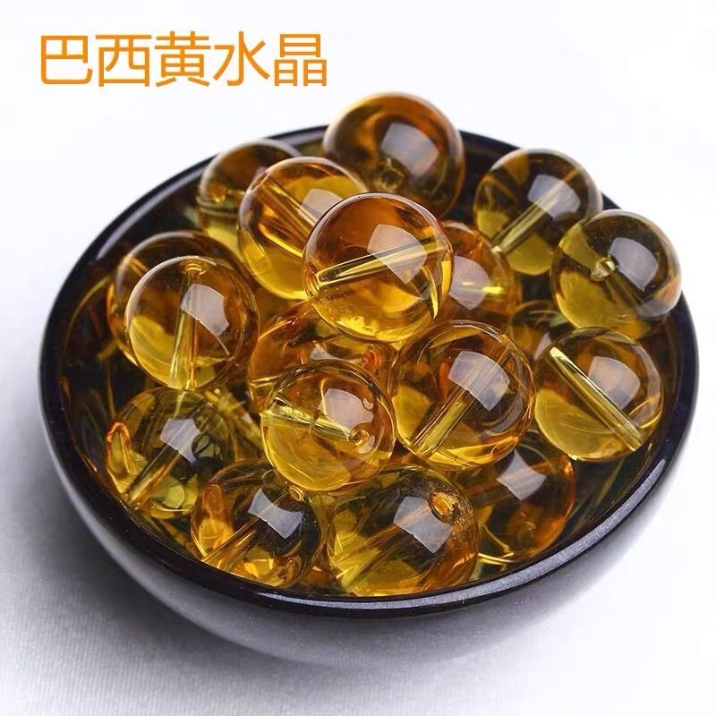 黄玛瑙散珠手工串珠手链珠子水晶手串配珠diy饰品配件材料