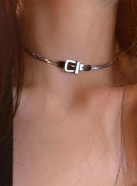 蛇骨链皮带扣项链女ins嘻哈欧美风ins高级感个性小众网红潮锁骨链