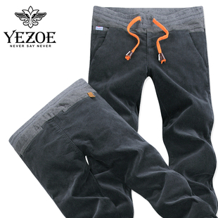 YEZOE/英佐品牌潮牌男士休闲裤男款韩版修身小脚平绒运动裤子灰色