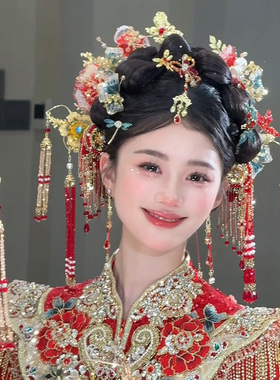 水舞U2157 减龄中式新娘头饰高级感造液花流苏秀禾发饰龙凤褂配饰