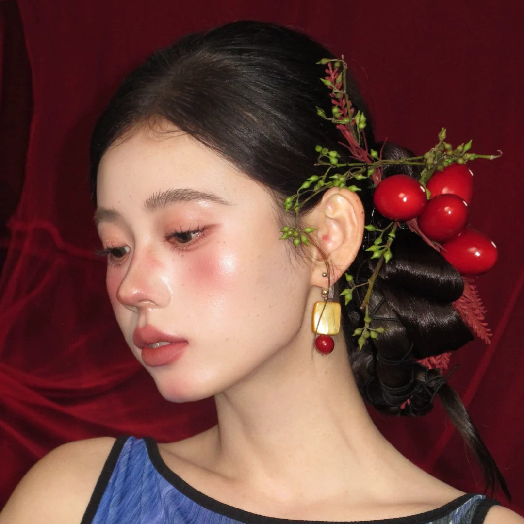 水舞U2305 新中式红色仿真果子新娘头饰古典旗袍婚礼头花发饰品