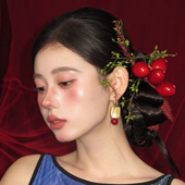 水舞U2305 新中式 红色仿真果子新娘头饰古典旗袍婚礼头花发饰品