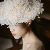 水舞B3106 森系婚纱照法式 帽子手作永生花干花礼帽头饰摄影道具