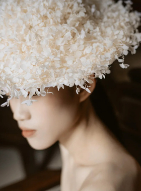 水舞B3106 森系婚纱照法式帽子手作永生花干花礼帽头饰摄影道具