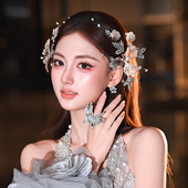 水舞A5305 日韩高级感水凝花朵边夹新娘头饰甜美对夹礼服宴会发夹