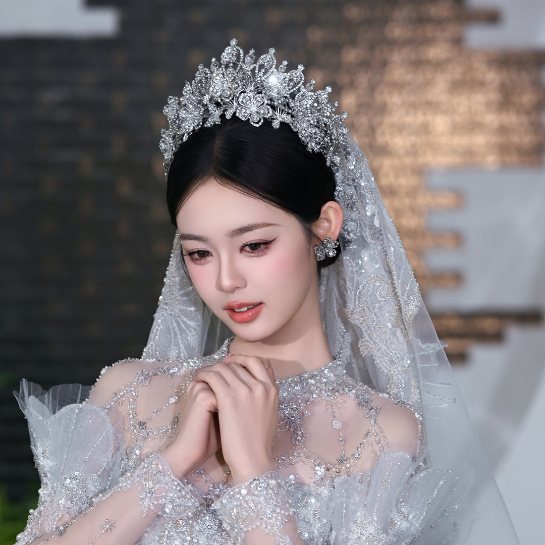 水舞A5326 重工奢华新娘皇冠头饰叠戴华丽闪钻王冠婚纱礼服发饰图片
