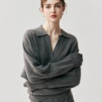 轻奢老钱风山羊绒衫女POLO领套头针织衫上衣宽松慵懒风羊毛衫打底