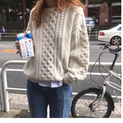 加厚圆领麻花100%羊毛衫针织毛衣