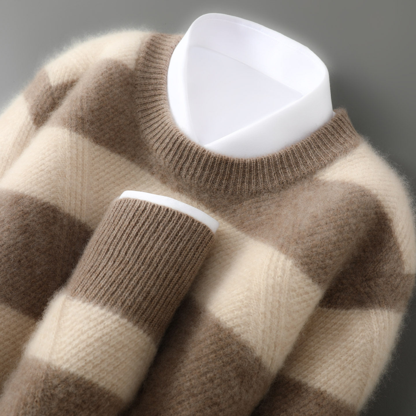 100%纯羊毛衫男士圆领拼色提花加厚针织毛衣宽松休闲羊绒衫打底衫,男装,针织衫/毛衣,淘宝优惠券,粉丝福利购,淘宝优惠卷