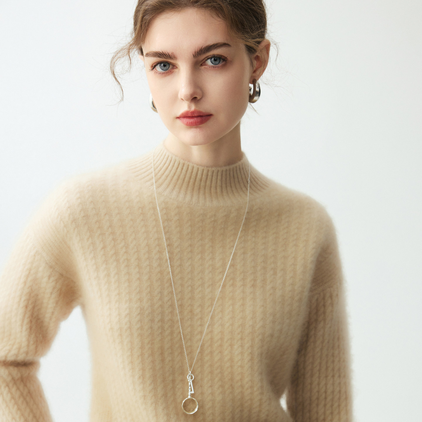 松弛感宽松高级感山羊绒衫女重工加厚麻花半高领针织毛衣羊绒打底,女装/女士精品,羊绒衫,淘宝优惠券,粉丝福利购,淘宝优惠卷