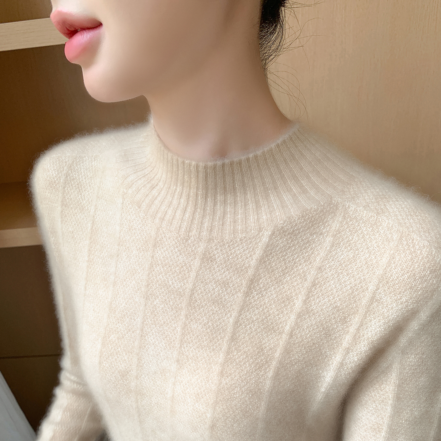 baby小山羊绒衫无缝半高领打底衫