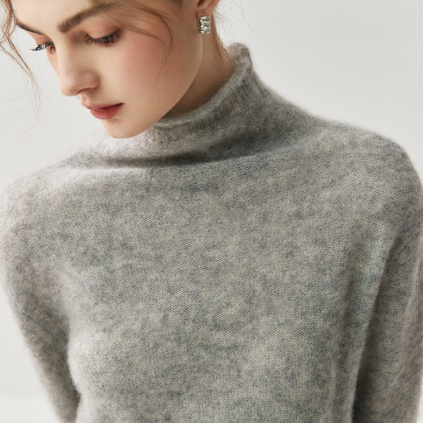 卷边半高领真丝山羊绒衫女纯色加厚针织毛衣宽松慵懒风打底羊毛衫,女装/女士精品,羊绒衫,淘宝优惠券,粉丝福利购,淘宝优惠卷