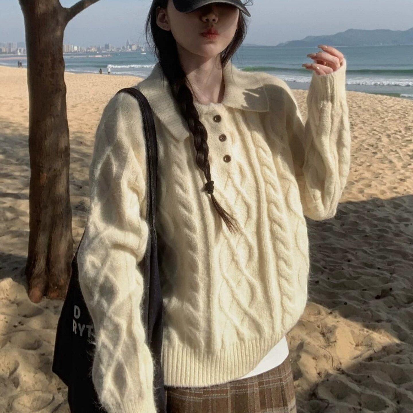 POLO领麻花100%纯羊毛衫加厚毛衣