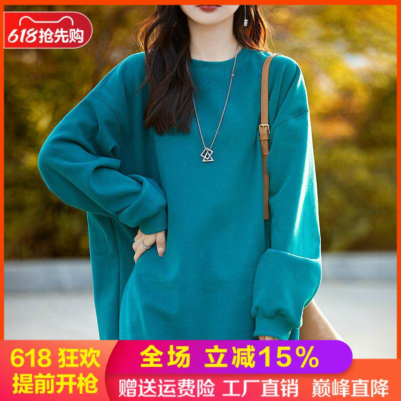 中长款100%纯羊绒衫圆领加厚宽松