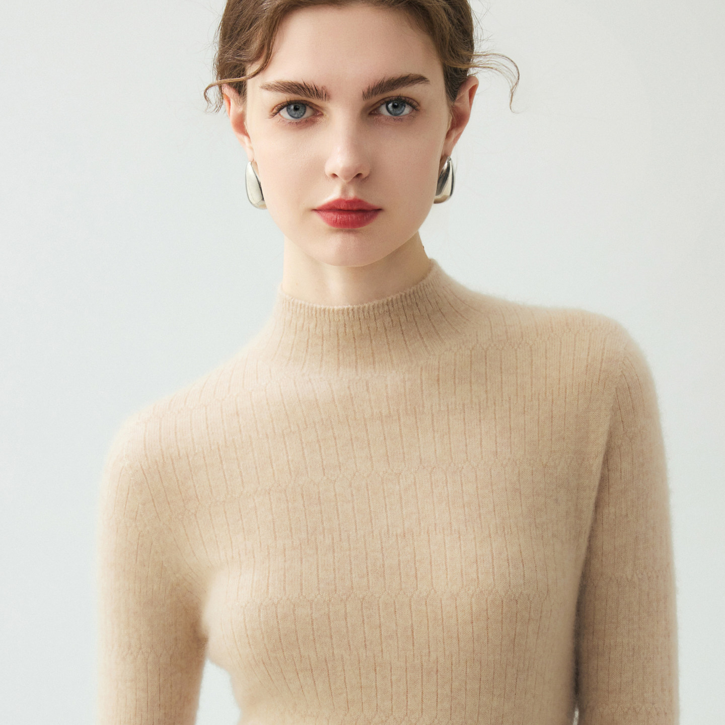 25秋冬半高领山羊绒衫女一线成衣菱形提花针织毛衣修身羊毛衫打底,女装/女士精品,羊绒衫,淘宝优惠券,粉丝福利购,淘宝优惠卷