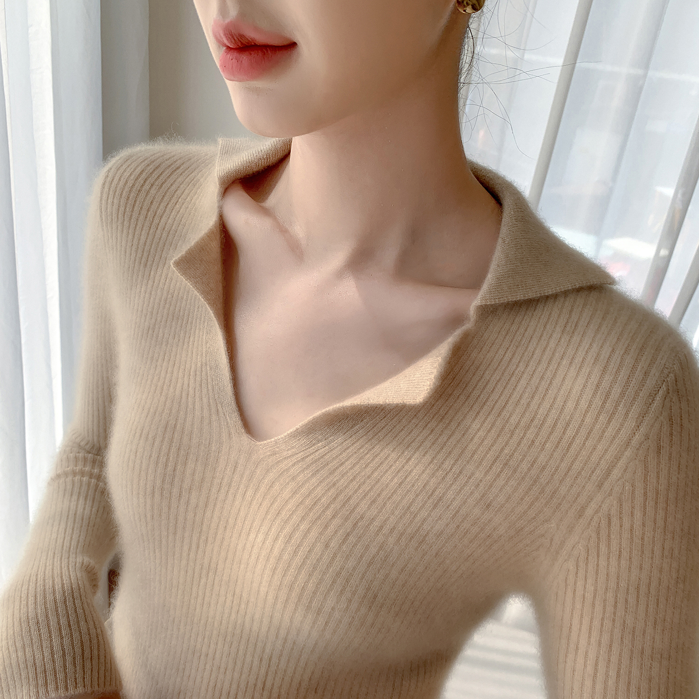 baby小山羊绒衫针织坑条长袖毛衣