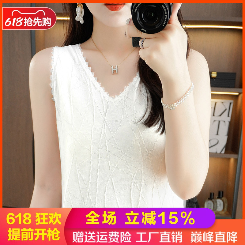 100%纯棉V领吊带女纯色背心