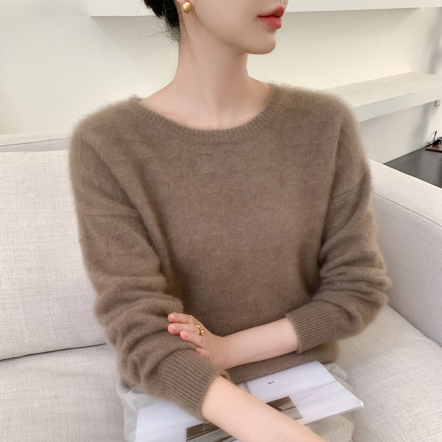 baby小山羊绒衫圆领提花针织毛衣