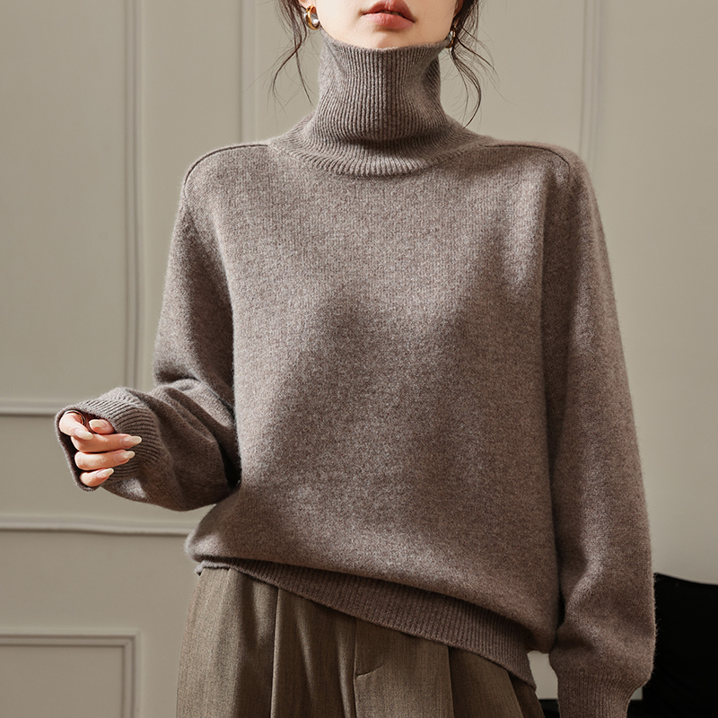 100%羊毛女高领加厚毛衣打底