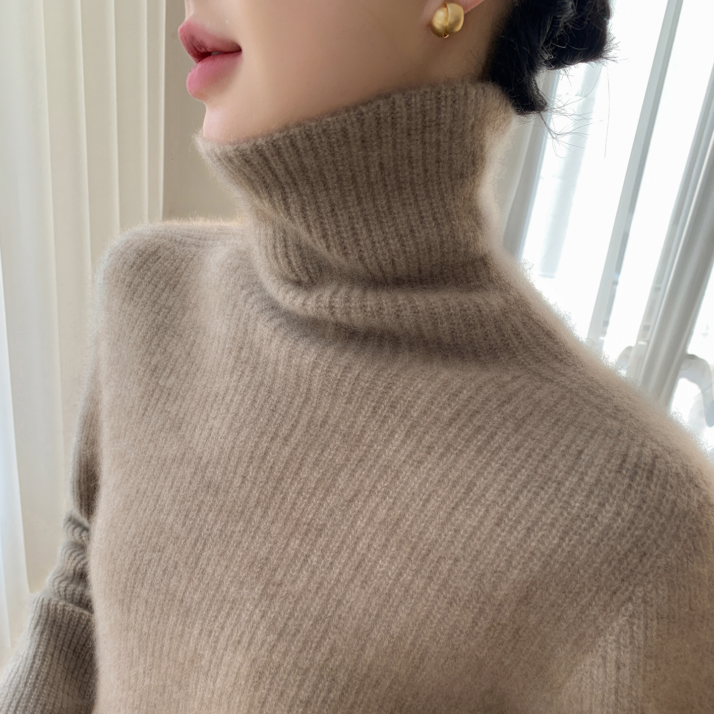 baby小山羊绒女高领加厚提花毛衣