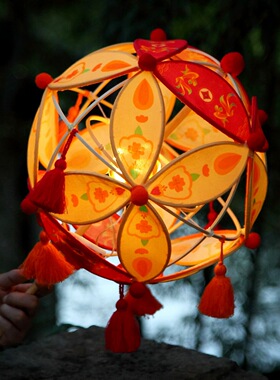 元宵节滚灯非遗竹编灯笼diy手工花灯材料包古风舞蹈道具跳舞绣球